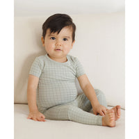 Quincy Mae Sage Grid Bamboo Short Sleeve Pajama Set