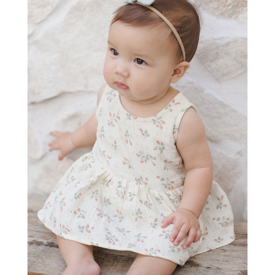 Quincy Mae Strawberries Skirted Tank Romper