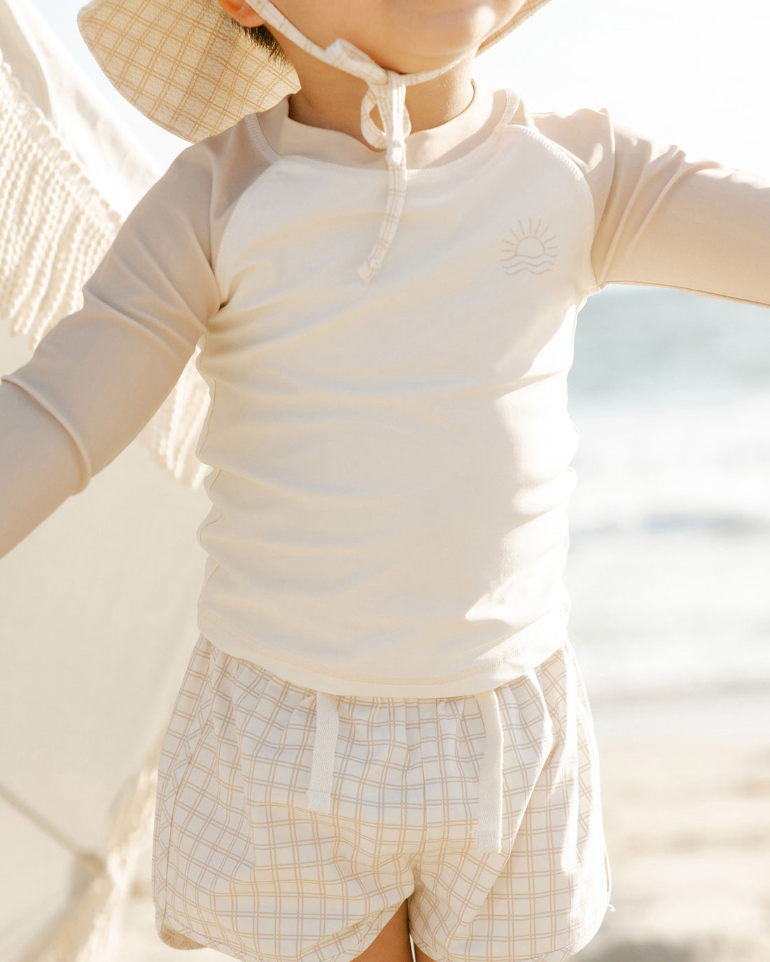 Quincy Mae Oat Check Boys Swim Short