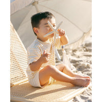 Quincy Mae Yellow Stripe Finn Rashguard + Short Set