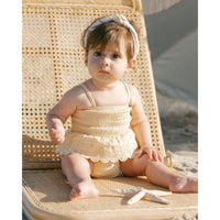 Quincy Mae Yellow Smocked Skirted Romper