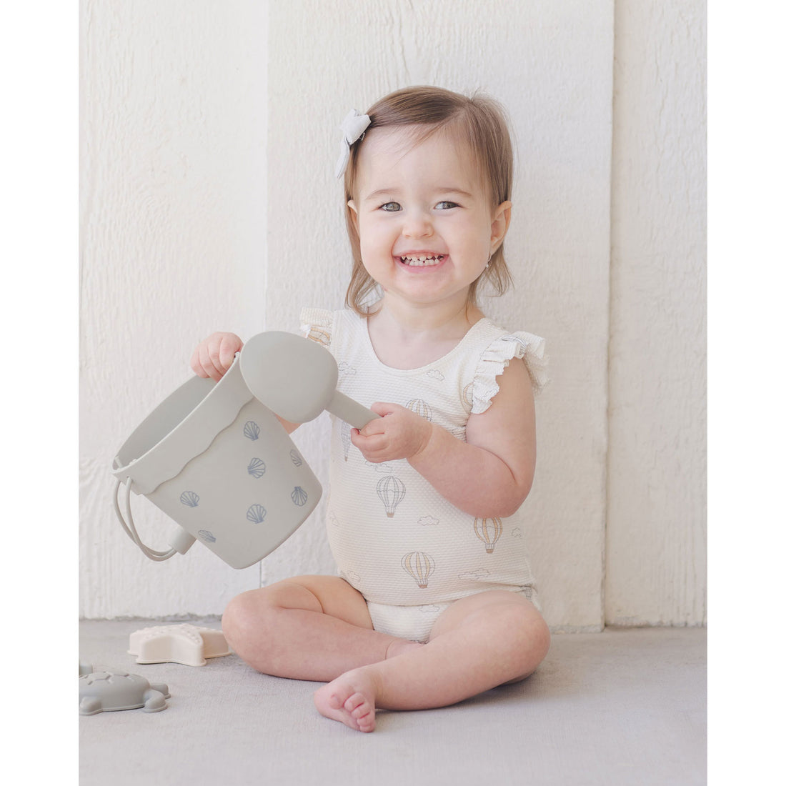 Quincy Mae Ivory Hot Air Balloons Scoop Back One Piece