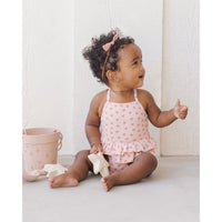 Quincy Mae Bubble Gum Heart Ruffled Swimsuit