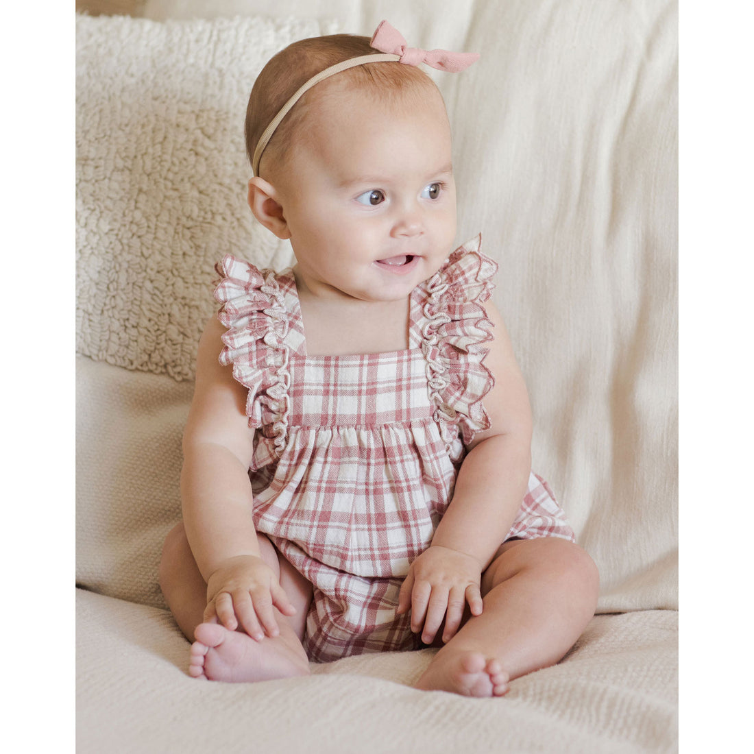 Quincy Mae Pink Plaid Maya Romper
