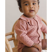 Quincy Mae Lipstick Ruffle Collar Cardigan