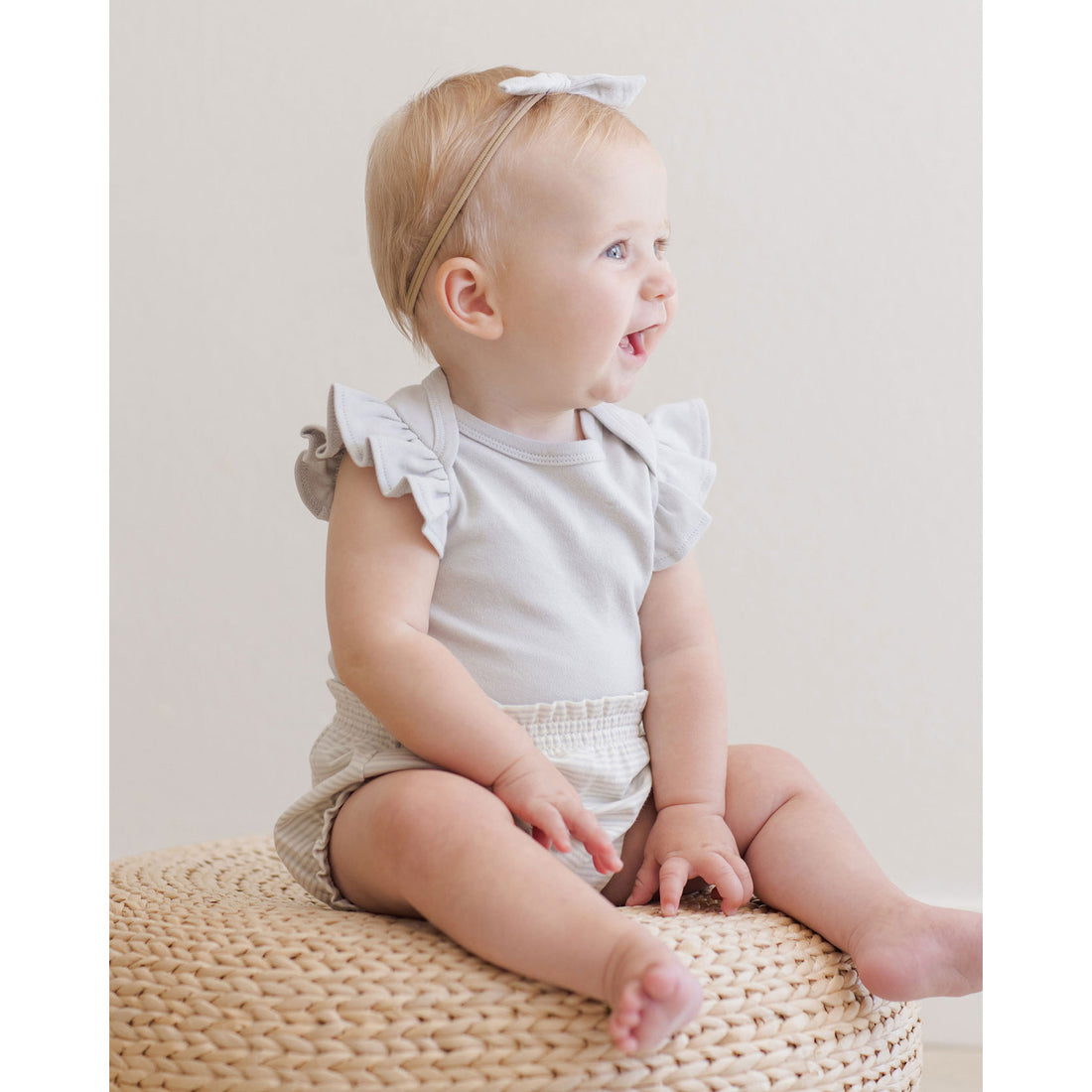 Quincy Mae Sky Micro Stripe Gathered Bloomers