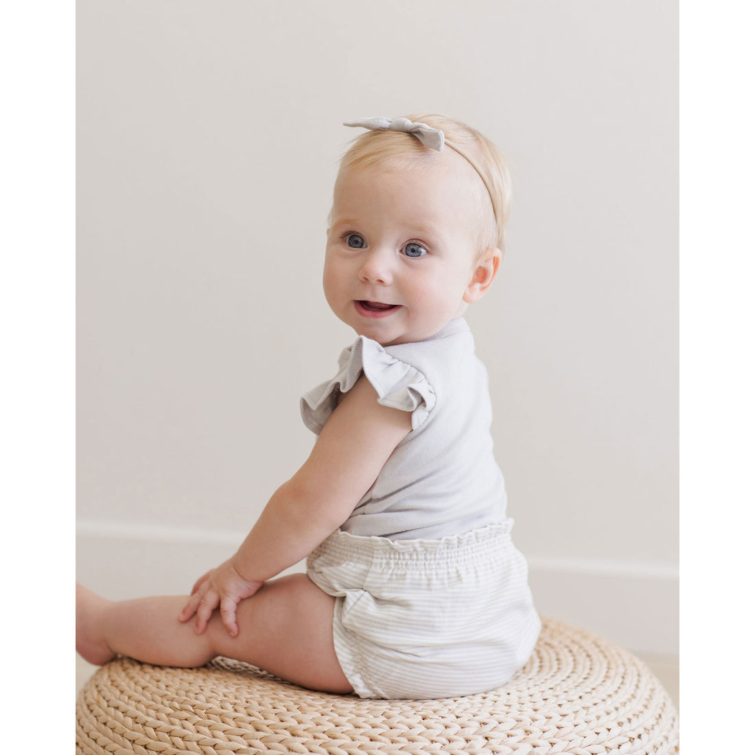 Quincy Mae Sky Micro Stripe Gathered Bloomers