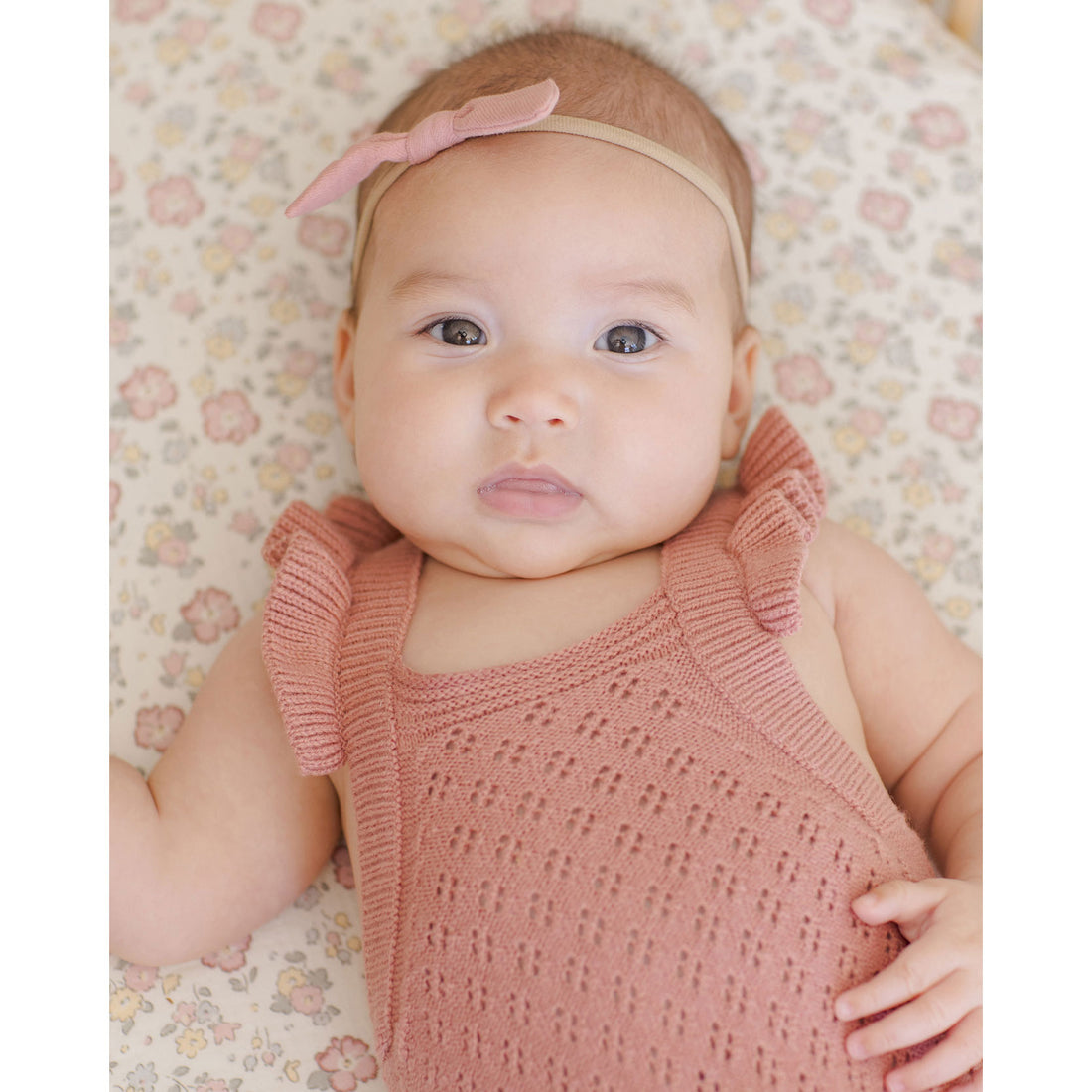Quincy Mae Lipstick Pointelle Knit Overalls