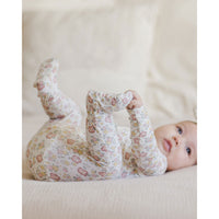Quincy Mae Ivory Bloom Bamboo Zip Footie