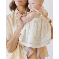Quincy Mae Ivory Geese Ruffled Tank Dress