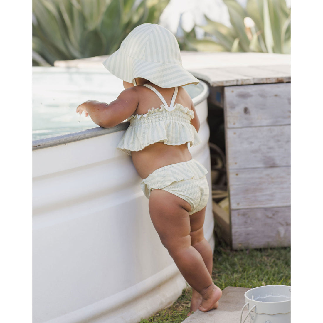 Quincy Mae Mint Stripe Sun Hat