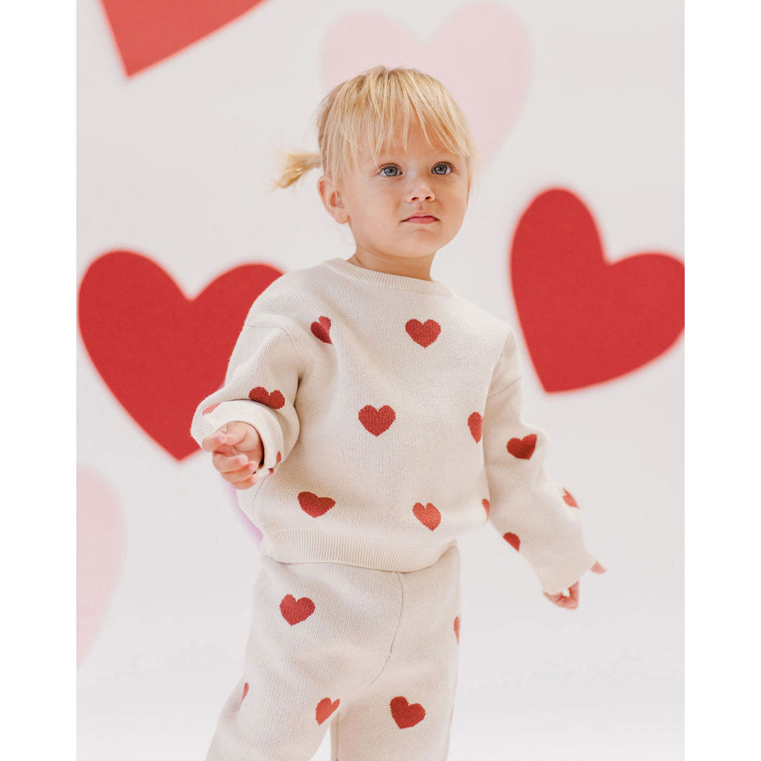 Quincy Mae Natural Heart Knit Sweater