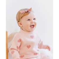 Quincy Mae Bubble Gum Heart Knit Sweater