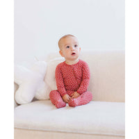 Quincy Mae Red Tiny Hearts Bamboo Zip Footie