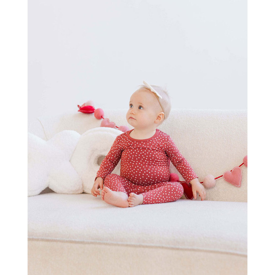 Quincy Mae Red Tiny Hearts Bamboo Pajama Set