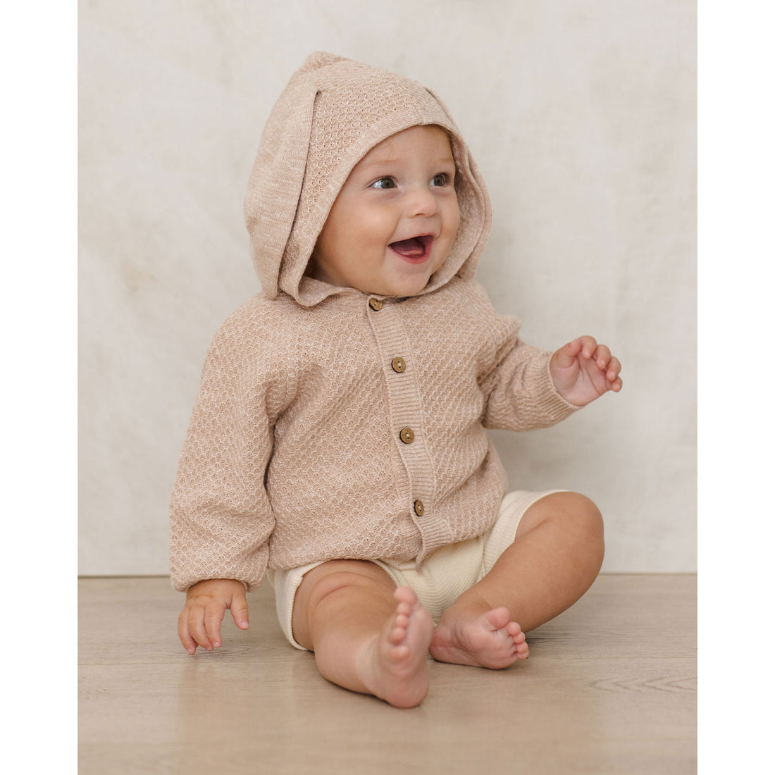 Quincy Mae Heathered Latte Bunny Knit Sweater