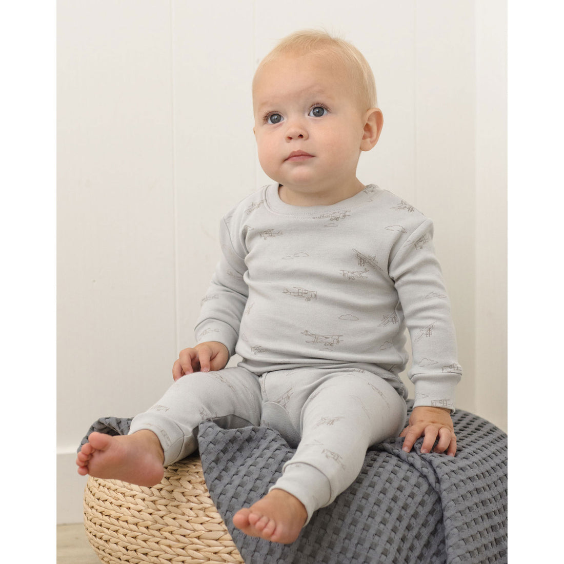 Quincy Mae Airplane Jersey Pajama Set