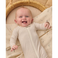 Quincy Mae Oat Microstripe Zip Longsleeve Sleeper Footie