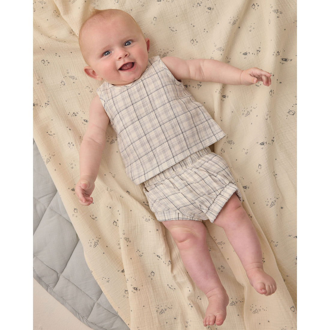 Quincy Mae Blue Plaid Woven Tank Set