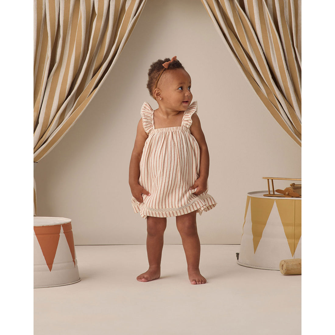 Quincy Mae Vintage Stripe Ruffle Tank Dress