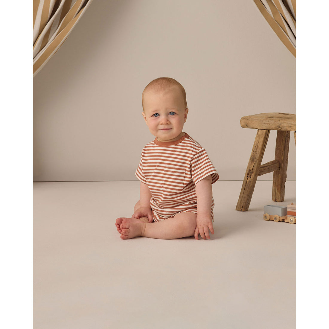 Quincy Mae Poppy Stripe Boxy Pocket Tee + Short Set