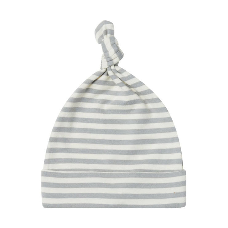 Quincy Mae Dusty Blue Stripe Knotted Baby Hat