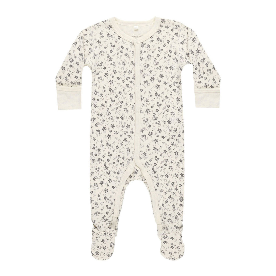 Quincy Mae Blue Foral Full Snap Footie
