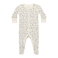 Quincy Mae Blue Foral Full Snap Footie