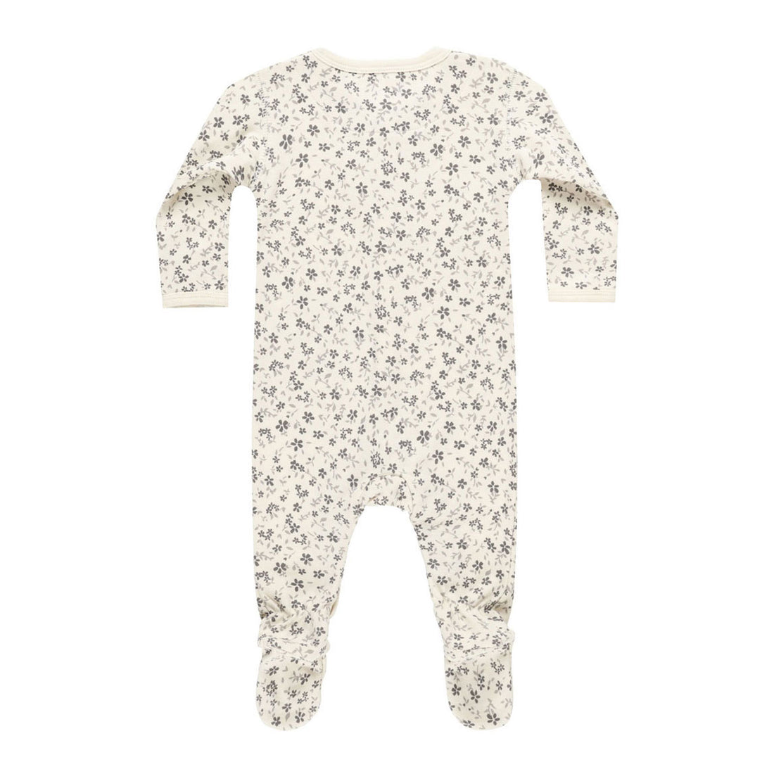Quincy Mae Blue Foral Full Snap Footie