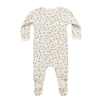 Quincy Mae Blue Foral Full Snap Footie