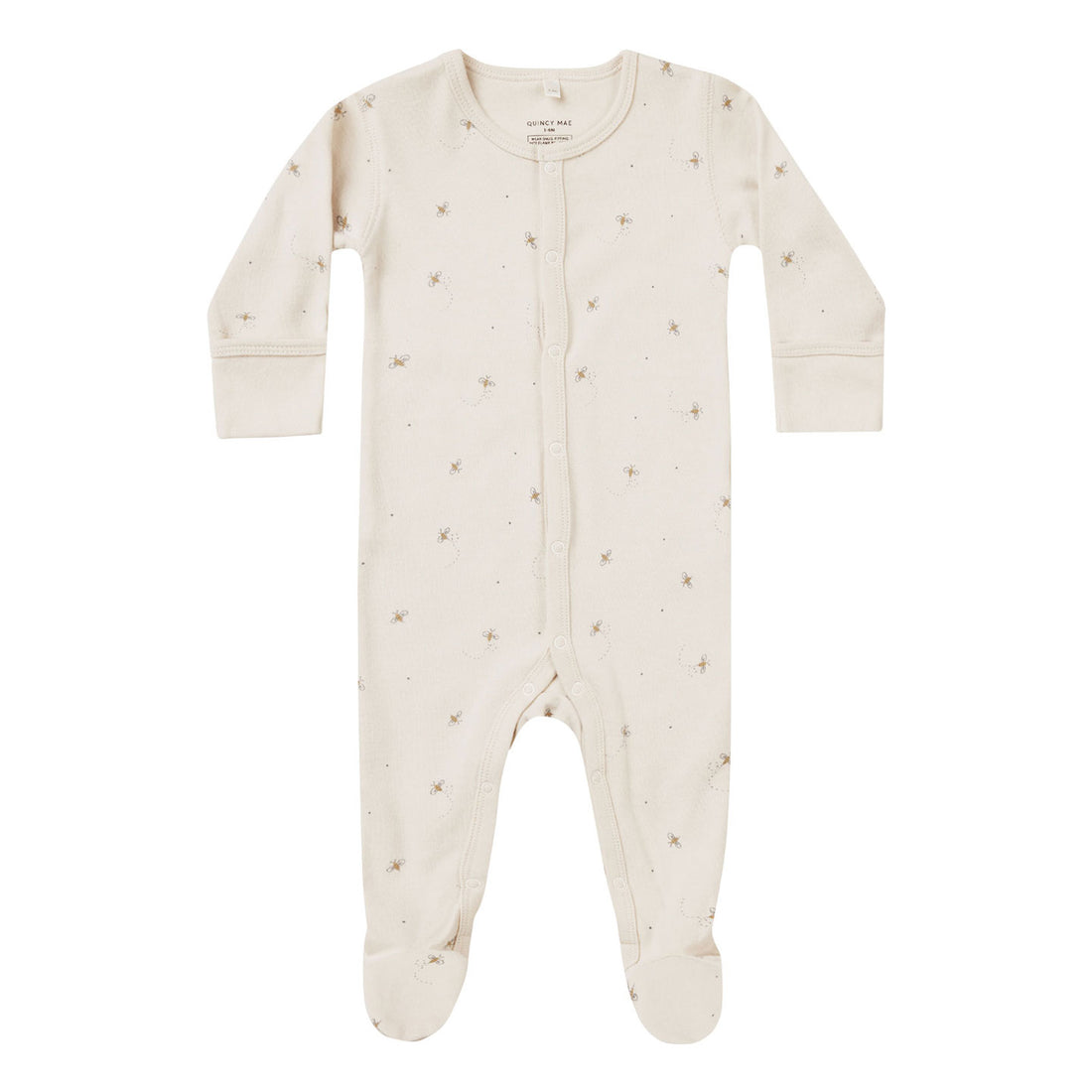 Quincy Mae Natural Bees Full Snap Footie