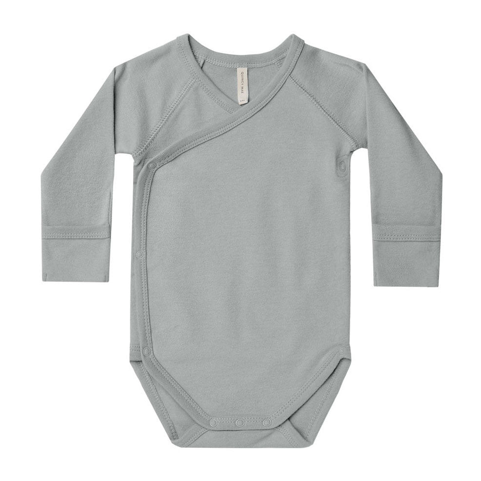 Quincy Mae Dusty Blue Side-Snap Bodysuit