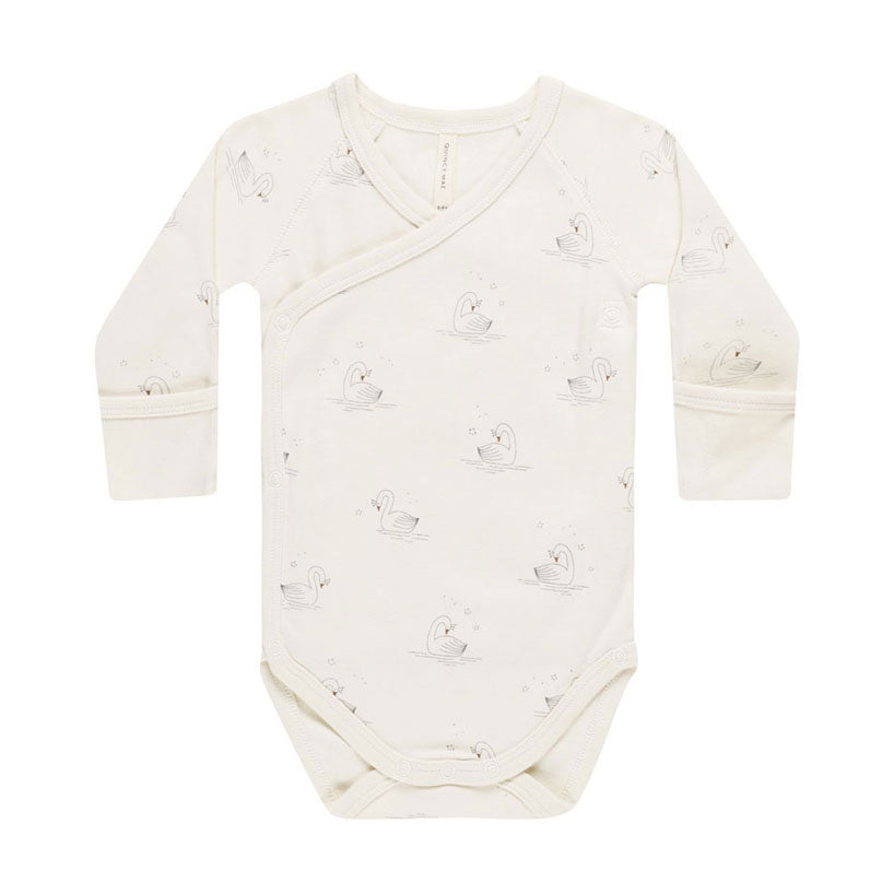 Quincy Mae Swan Side Snap Bodysuit