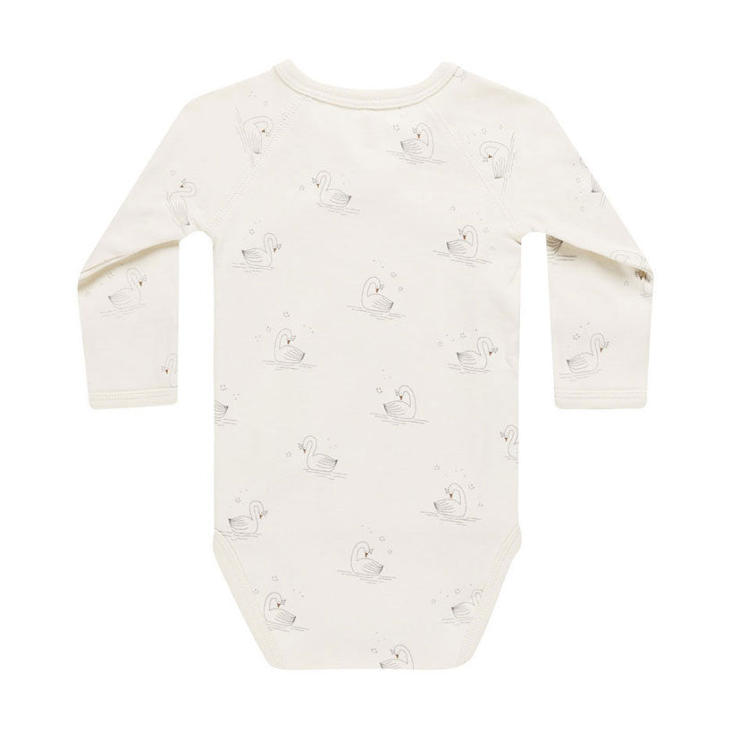Quincy Mae Swan Side Snap Bodysuit