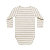 Quincy Mae Grey Stripe Side Snap Bodysuit