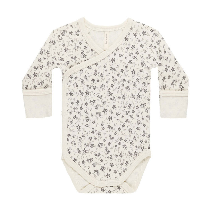 Quincy Mae Blue Floral Side Snap Bodysuit