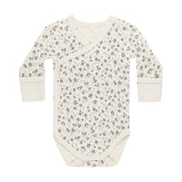 Quincy Mae Blue Floral Side Snap Bodysuit