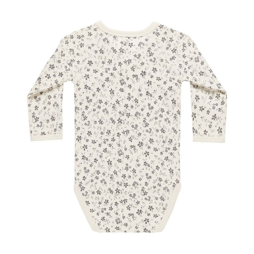 Quincy Mae Blue Floral Side Snap Bodysuit