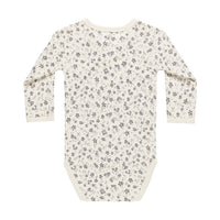 Quincy Mae Blue Floral Side Snap Bodysuit