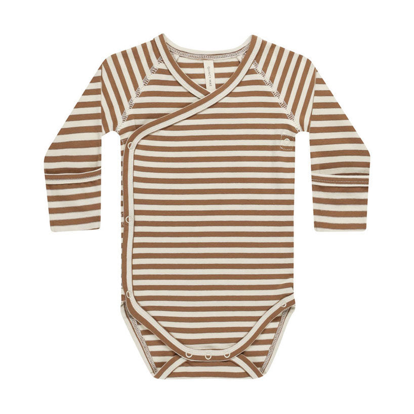 Quincy Mae Cinnamon Stripe Side Snap Bodysuit