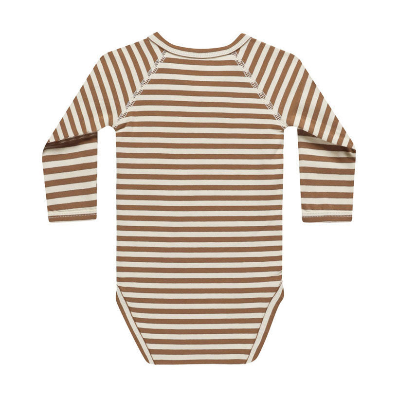 Quincy Mae Cinnamon Stripe Side Snap Bodysuit