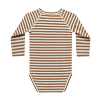 Quincy Mae Cinnamon Stripe Side Snap Bodysuit