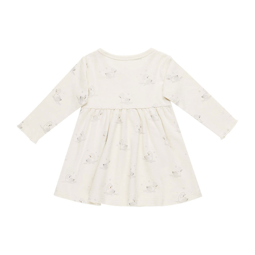 Quincy Mae Swan Long Sleeve Baby Dress