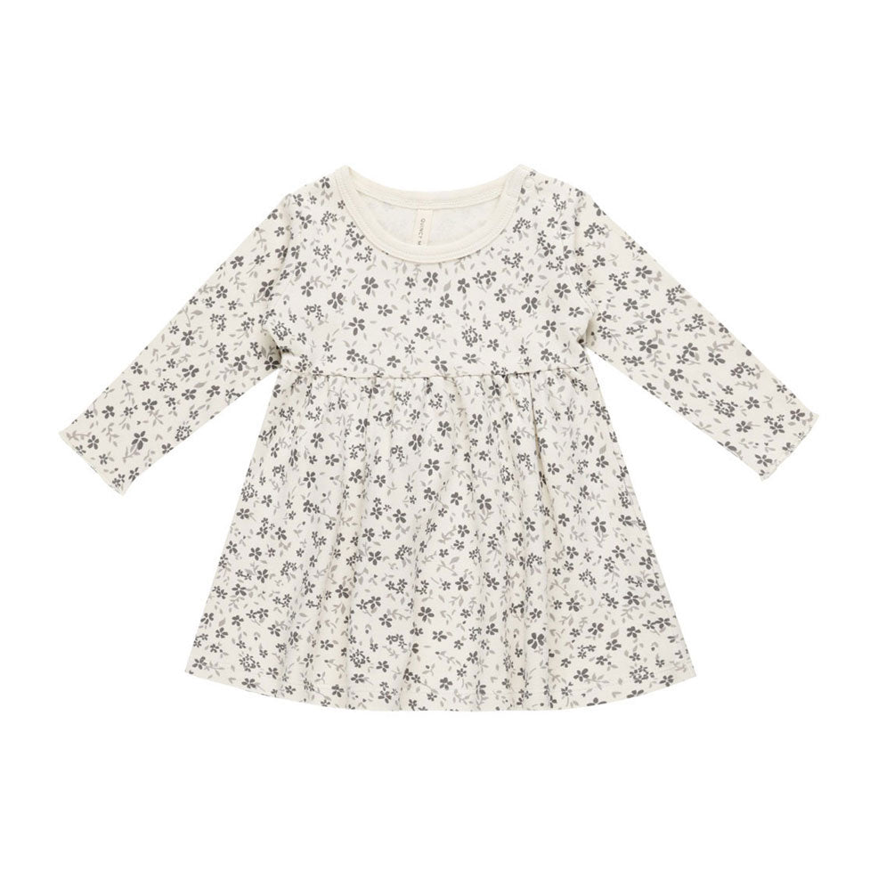 Quincy Mae Blue Floral Long Sleeve Baby Dress