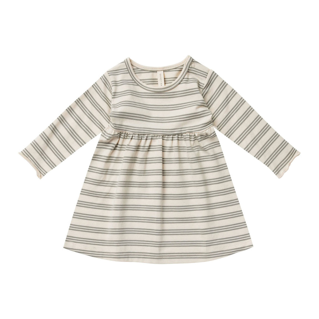 Quincy Mae Basil Stripe Long Sleeve Baby Dress