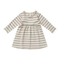 Quincy Mae Basil Stripe Long Sleeve Baby Dress