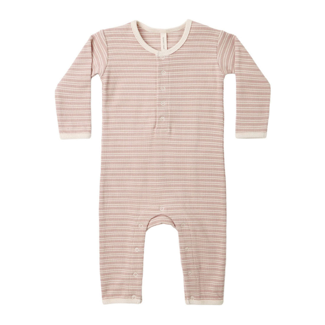 Quincy Mae Dusty Rose Microstripe Ribbed Baby Jumpsuit