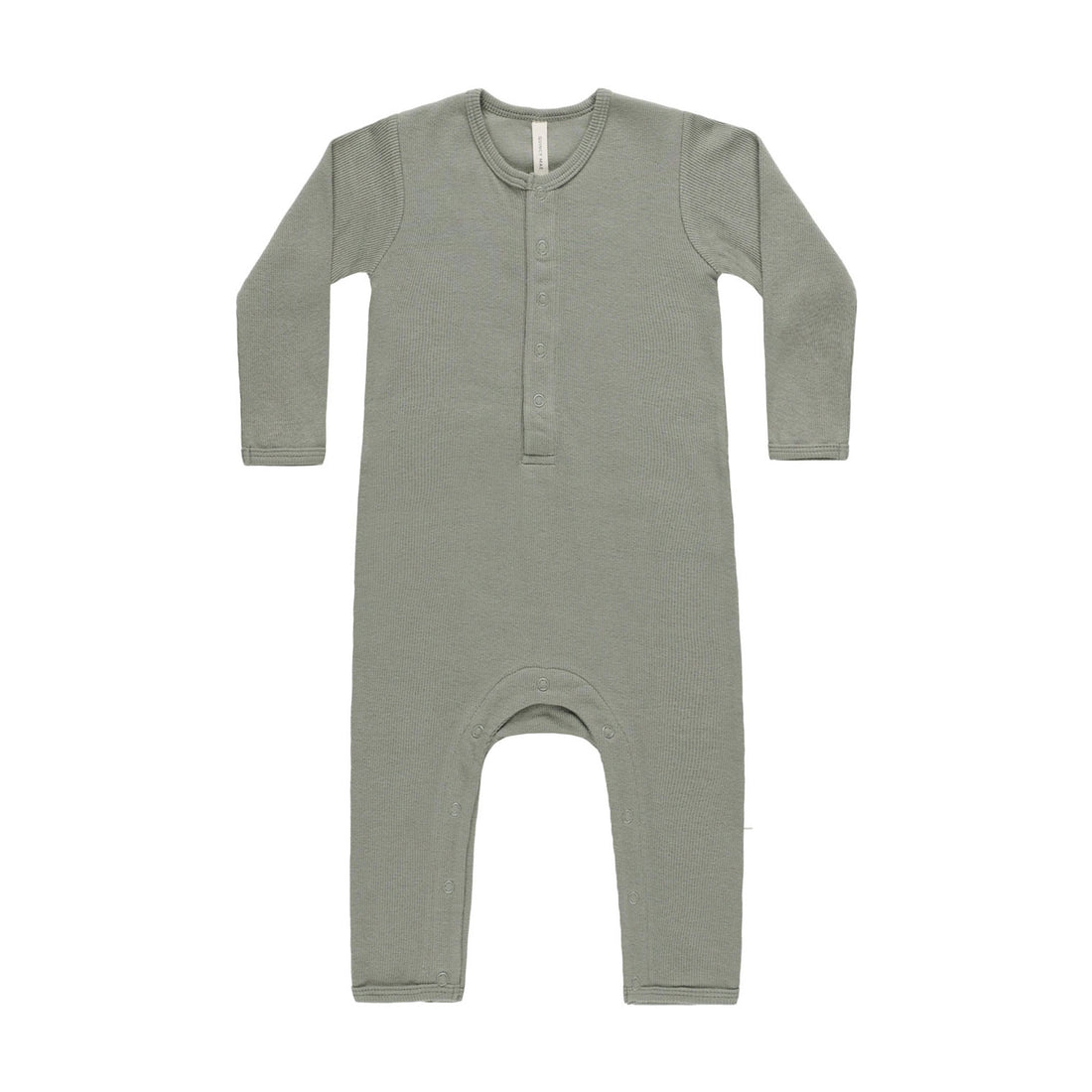 Quincy Mae Basil Ribbed Baby Jumpsuit