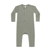 Quincy Mae Basil Ribbed Baby Jumpsuit