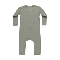 Quincy Mae Basil Ribbed Baby Jumpsuit